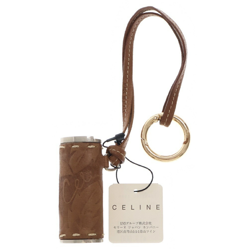 Celine Brown Leather Lighter Case with Neck Strap 106453Toc Preowned B-C Condition
