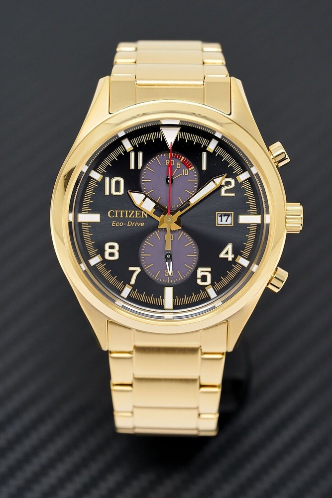 Citizen Men's Eco-Drive Gold Chronograph Watch CA7022-87E Solar Powered Luxury Timepiece