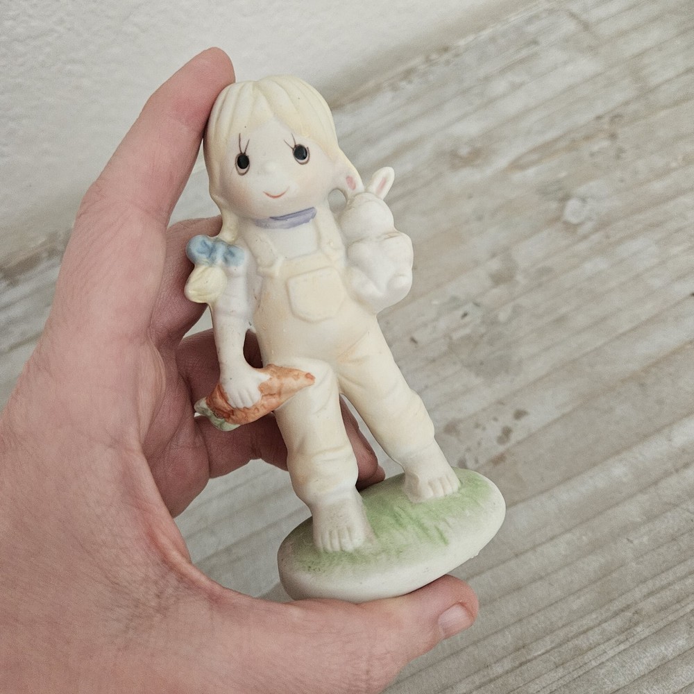 Vintage Easter Bunny Bisque Ceramic Girl Figurines by UCGC Collectible