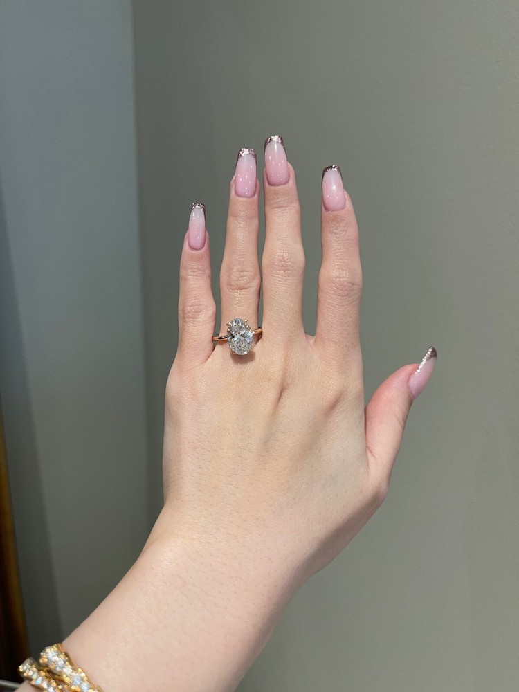 5 CT OVAL MOISSANITE SIMULATED SOLITAIRE DIAMOND UNIQUE 925 YELLOW GOLD PLATED