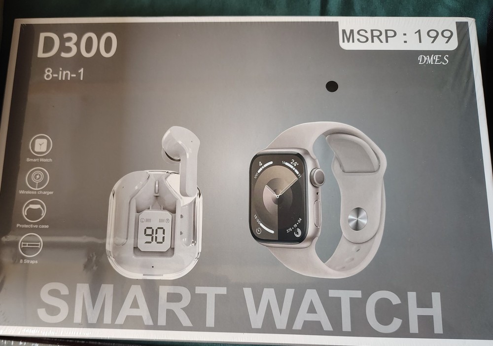 D300 8-in-1 Smart Watch with Earbuds 8 Wrist Straps Brand New $199