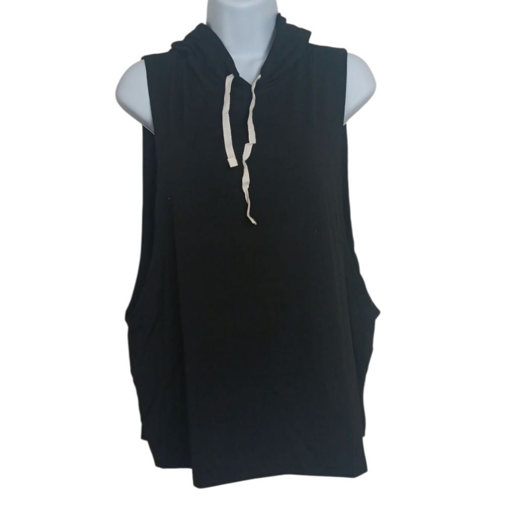 Sweaty Rocks Black Hooded Tank Top Size Large