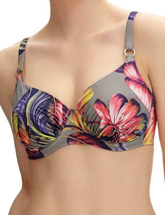 Fantasie Kuramathi Bikini Top 32DD Tropical Print Underwired Full Cup Bra 6117