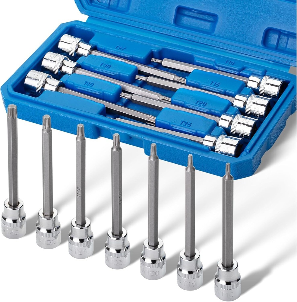 Bates 7-Piece Extra Long 3/8 Drive Torx Bit Socket Set T10-40 4-3/8 Length