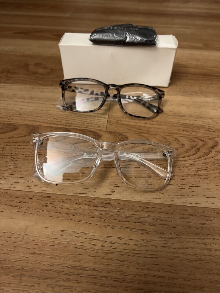 Women’s Crystal Clear Square Eyeglasses with Cheetah Print Frames