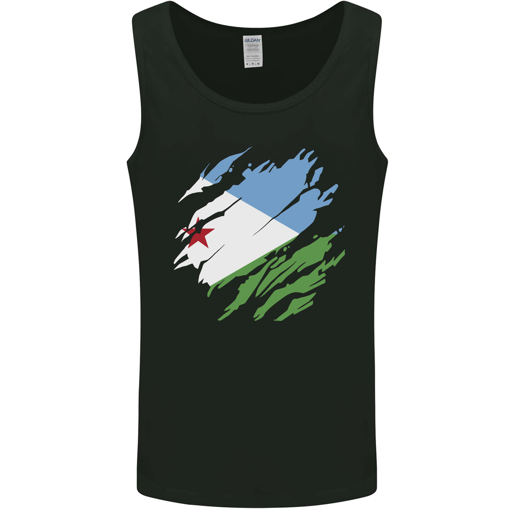 Torn Djibouti Flag Djiboutians Day Football Mens Vest Tank Top