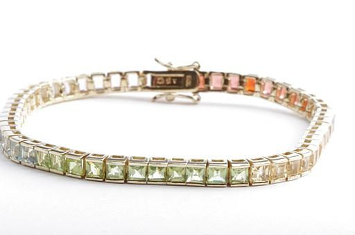925 Silver Vadivelu Bracelet with Amethyst Citrine Topaz Peridot Garnet 18cm