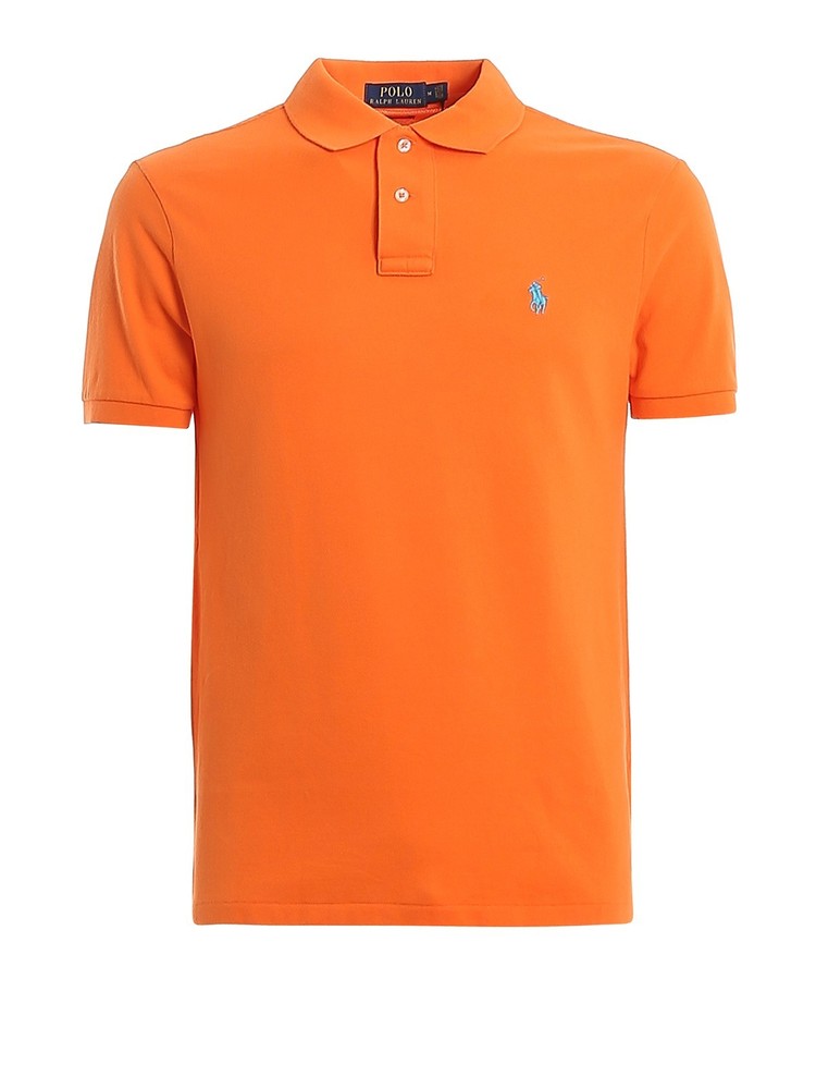 POLO RALPH LAUREN Solid Orange Shirt Mesh Cotton Lightweight Classic Fit XS
