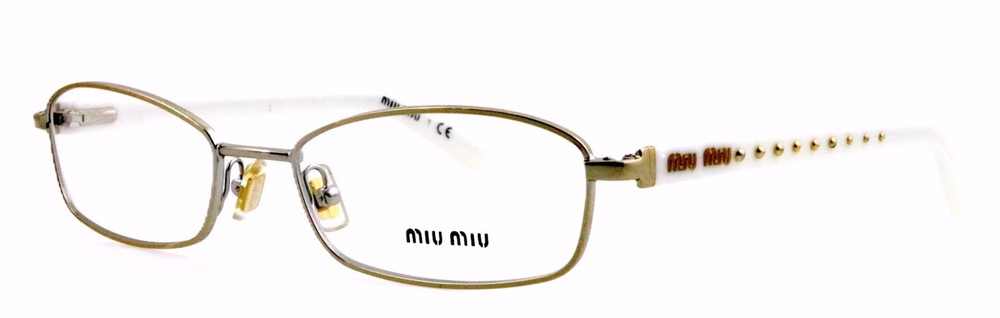 New MIU MIU VMU50H 7S3-1O1 50mm Gold White Eyeglasses Frames Italy