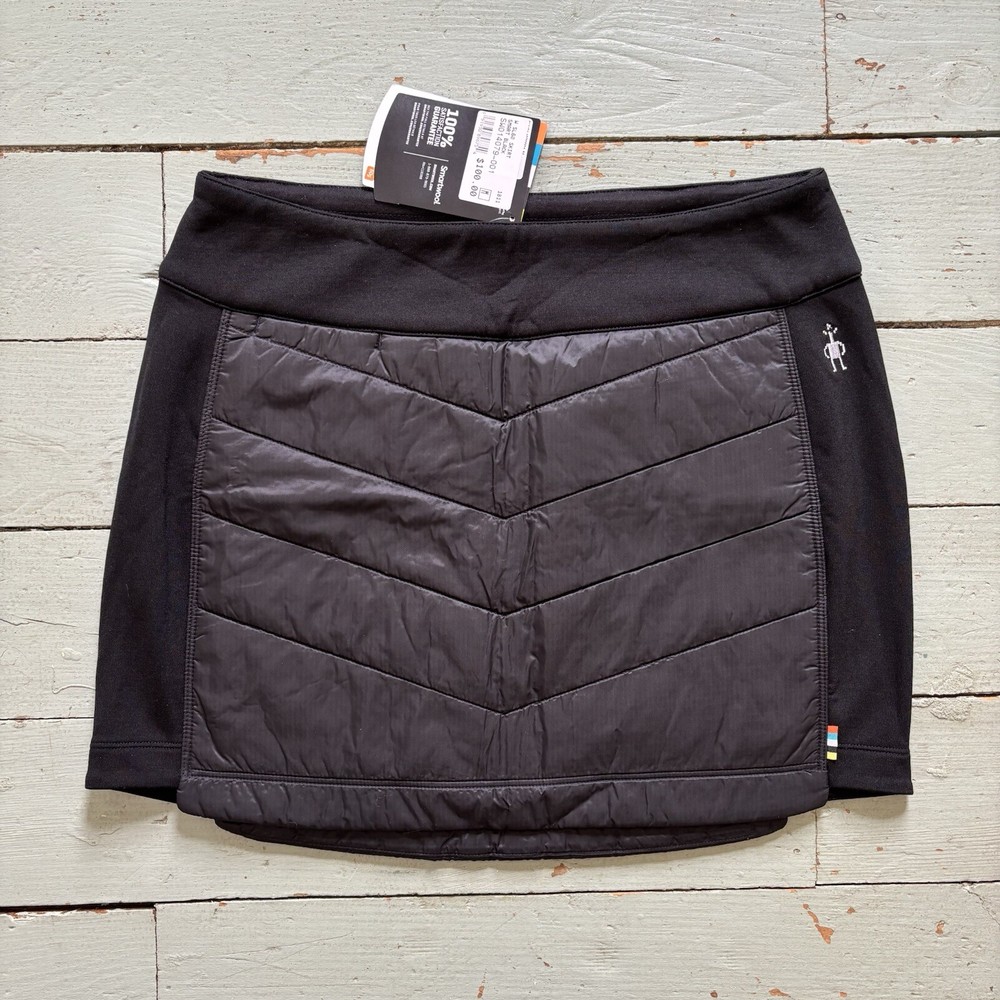 Smartwool Smartloft Pull On Skirt Womens Sz Medium Merino Wool Quilted Black