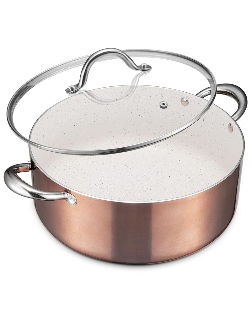 Large 8 Quart Nonstick Cooking Pot With Lid Induction Stock Pot Soup Pot For All