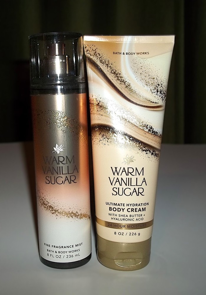 Bath & Body Works WARM VANILLA SUGAR Fragrance Body Mist & Body Cream Set