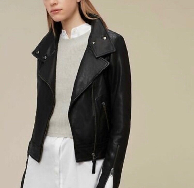MACKAGE Leather Jacket Black Lamb Kenya Biker Moto Slim Crop XXS 2XS