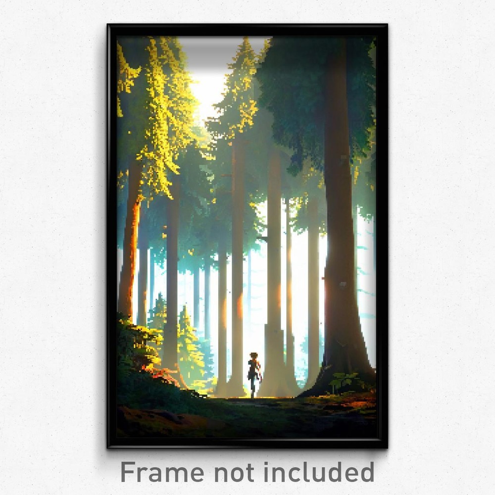 8-Bit Psychedelic Forest Pixel Art Trippy Video Game Poster