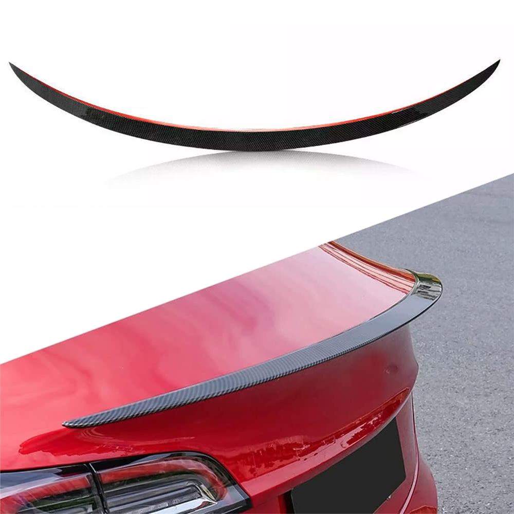 For Tesla Model 3 2017-2023 Rear Trunk Spoiler Wing Lip Carbon Fiber Look 48.2''