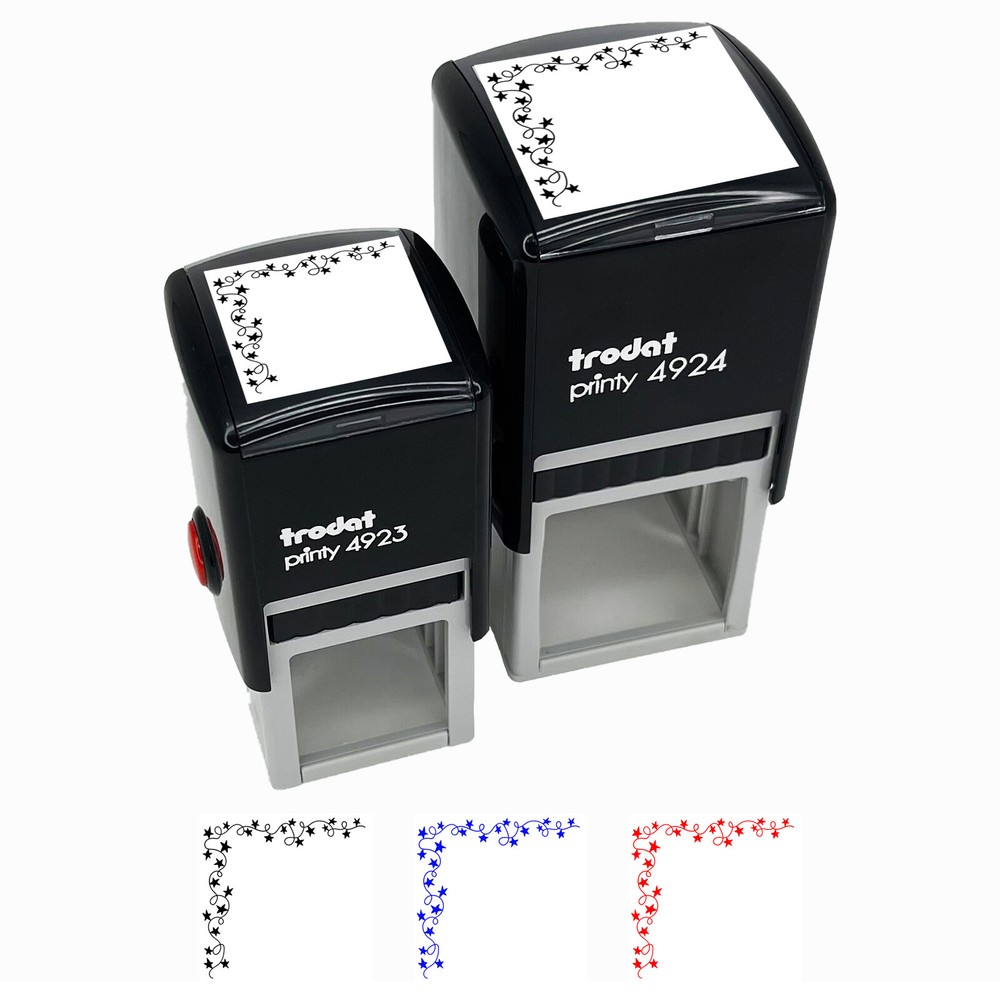 Star Garland New Years Corner Border Self-Inking Rubber Stamp Ink Stamper-image