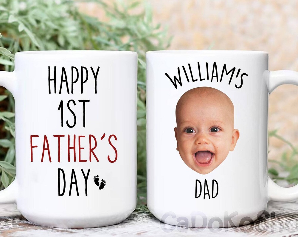 Custom First Fathers Day Mug Custom Baby Face Mug Personalize Child Photo Coffee