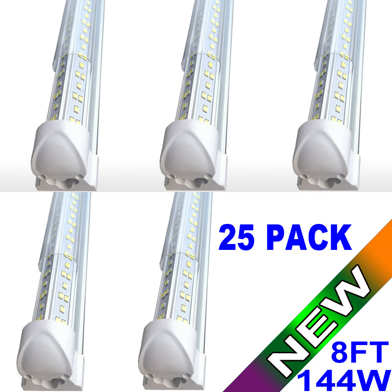 8 foot led shop lights 144w led Strip Lights 25PC Cold White LED Garage Lights