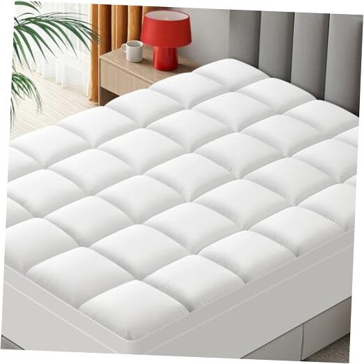 Mattress Topper - Extra Thick Mattress Pad Cover - Pillow Top with Queen White