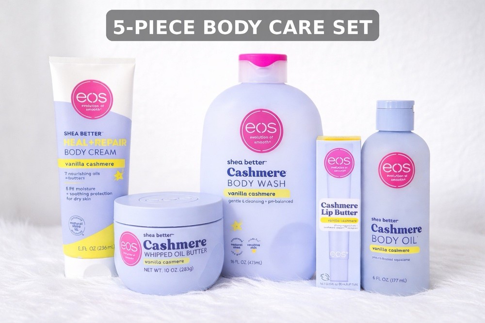 EOS Vanilla Cashmere 5-Piece Body Care Set Lotion Wash Oil Butter Lip