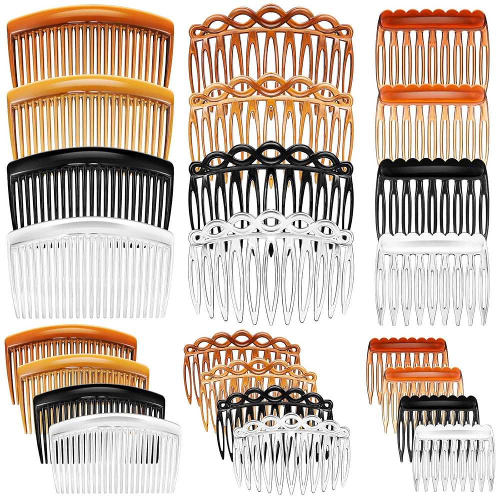 24-Piece French Twist Hair Combs Set – Plastic Side Clips & Accessories