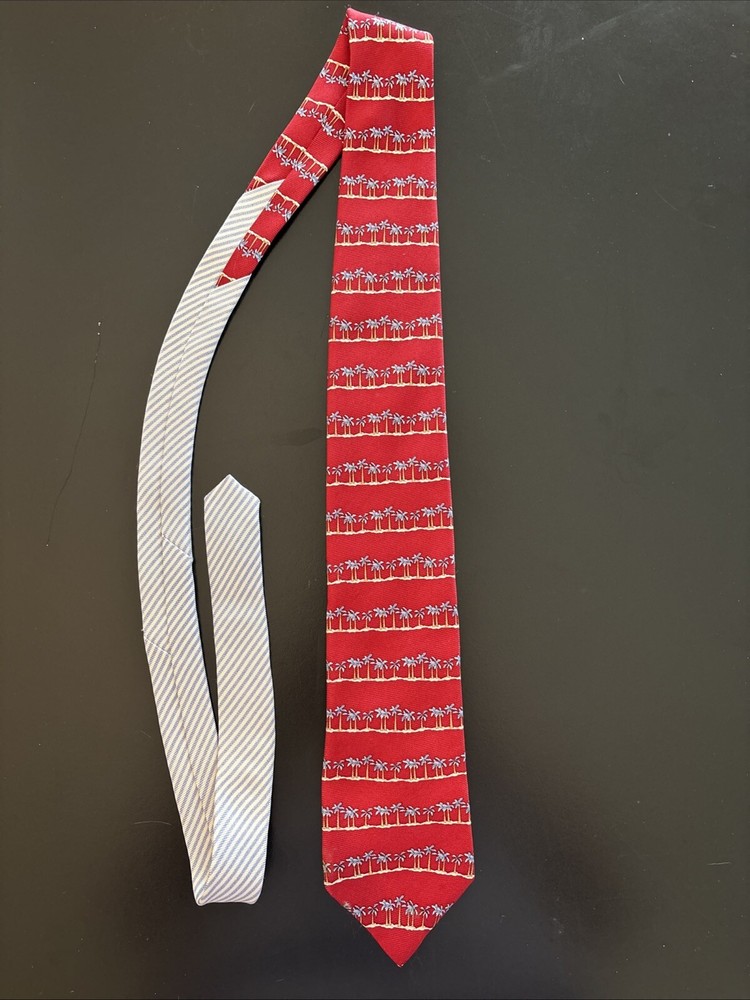 Tommy Hilfiger Tie - Red Palm Trees 100% Silk Necktie