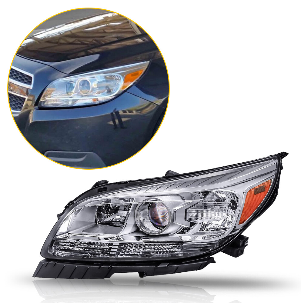 Driver Left Side Clear Chrome Headlights Housing LH For 2013 - 2015 Chevy Ma 12V