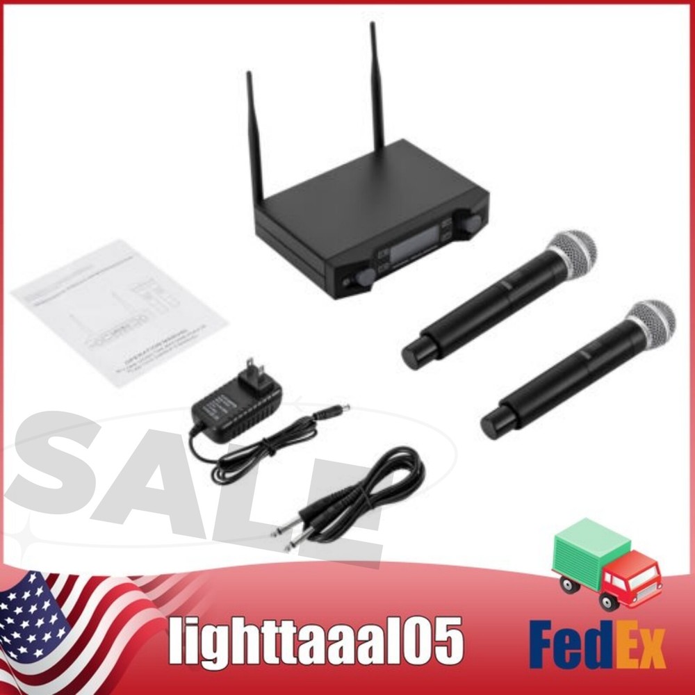 Professional UHF Dual Wireless Microphone System for Cordless Mic Set