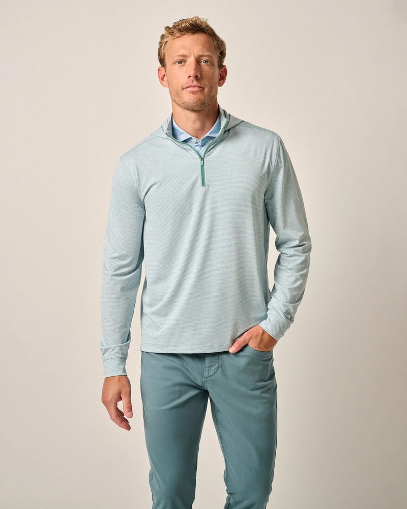 johnnie-O Hybrid Performance 1/4 Zip Hoodie Green Grass Size M