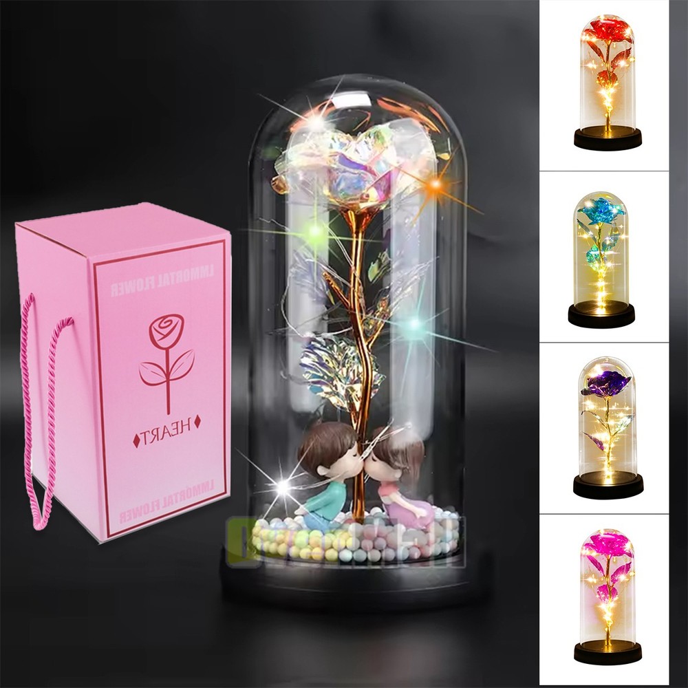 Mothers Day Glass Rose Gifts for Mom Women, Rose Flower Birthday Gifts for Women