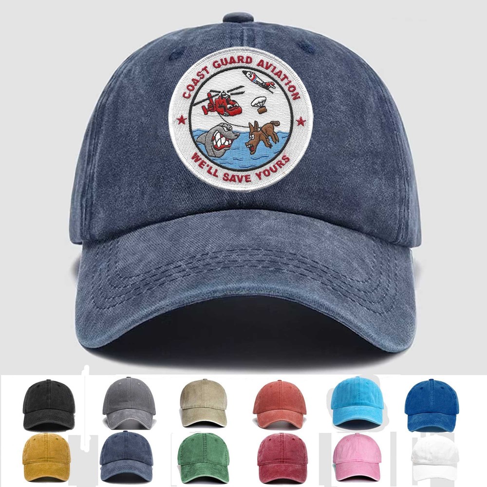 Custom Embroidered Hat Coast Guard Aviation-We'll Save Yours, Veteran Cap, Gift