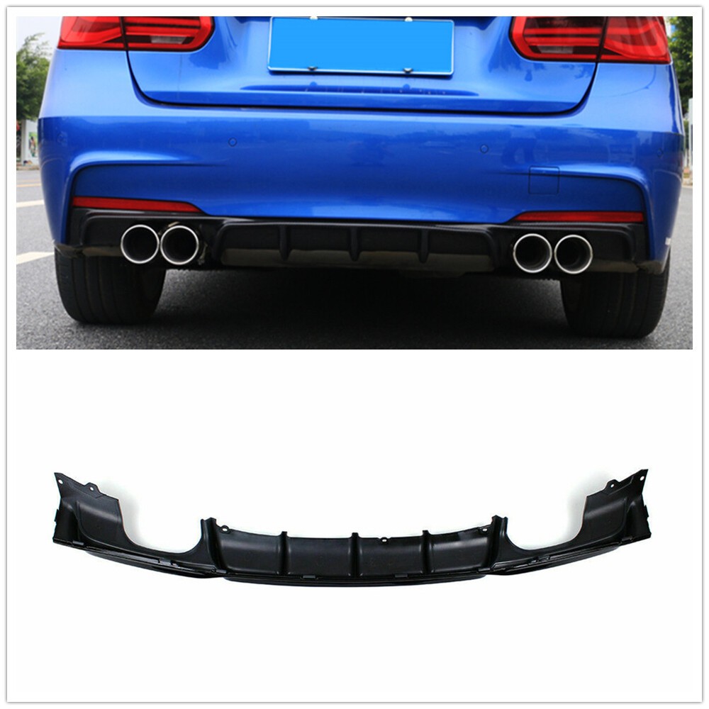 Black Rear Bumper Diffuser Lip Quad Tips For BMW F30 320i 325i 328i 335i M Sport