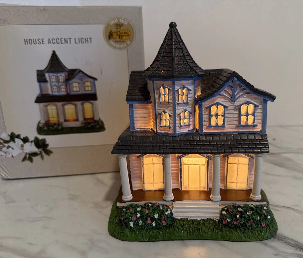Cracker Barrel House Accent Lighted Spring Flowers Victorian Cottage Collectible