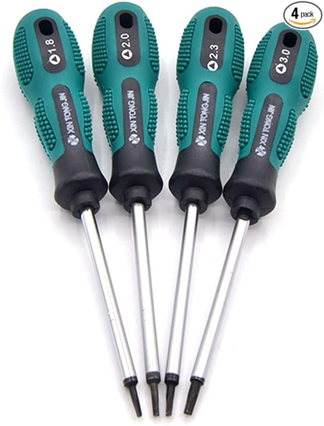 4 Pcs Triangle Screwdriver Set 1.8mm 2.0mm 2.3mm 3.0mm Non-Slip Handles