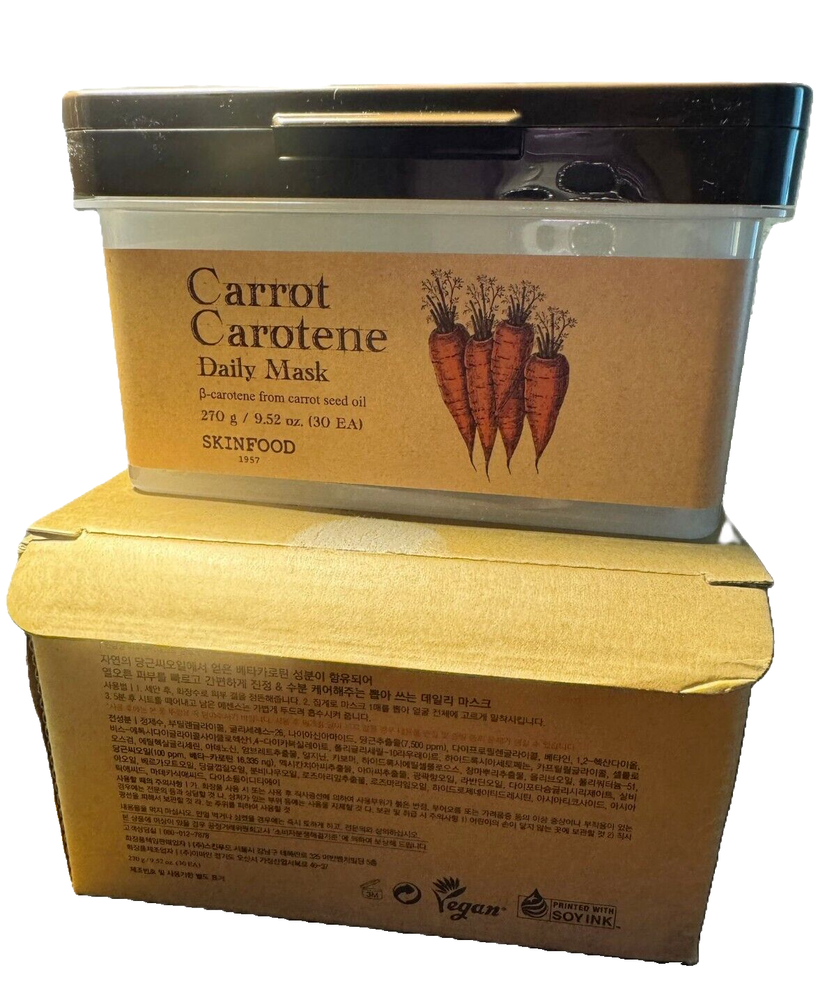 SKINFOOD Carrot Carotene Daily Mask Quick Hydrating, Sensitive  Skin, 30 EA 270g