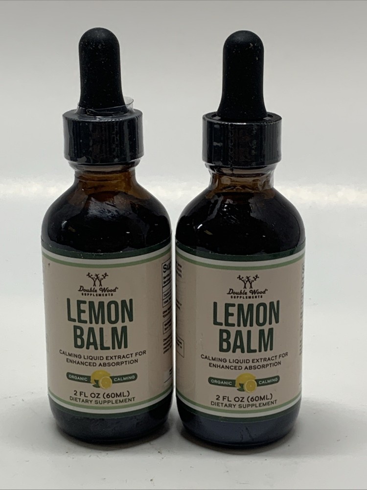 Organic Lemon Balm Tincture Drops by Double Wood - 2 Pack Expires 2026-image