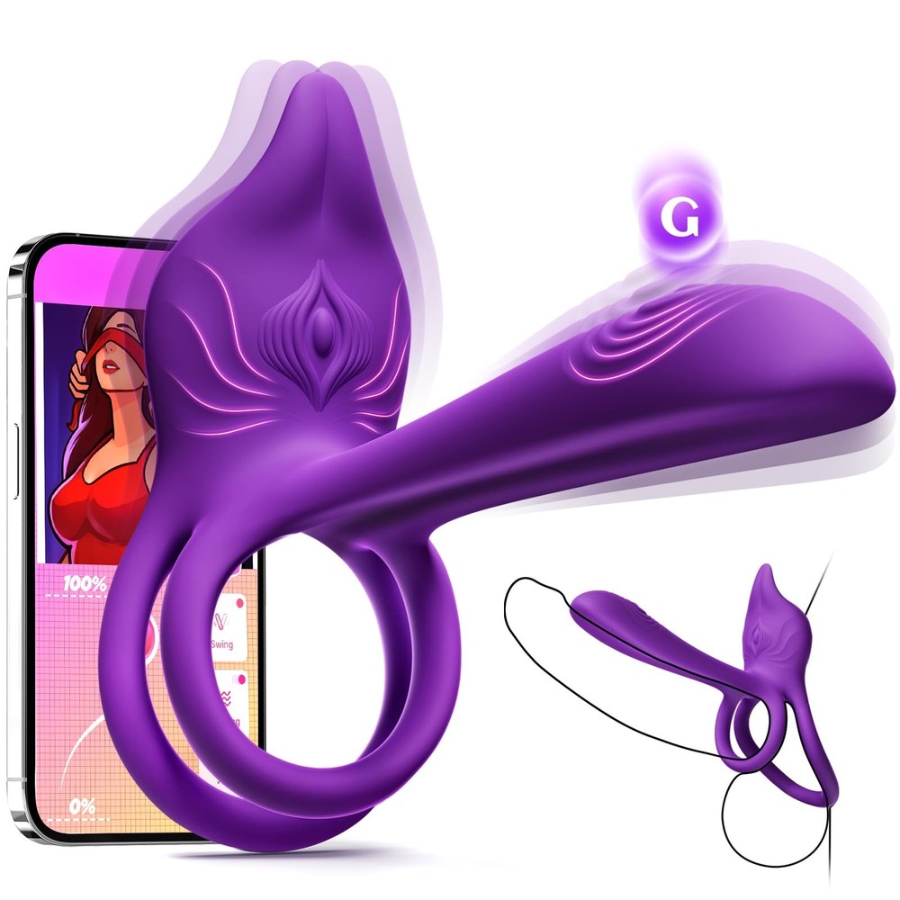 Vibrating Cock Ring Couples Sex Toys - MOOLIGIRL Dual Penis Ring Vibrator with