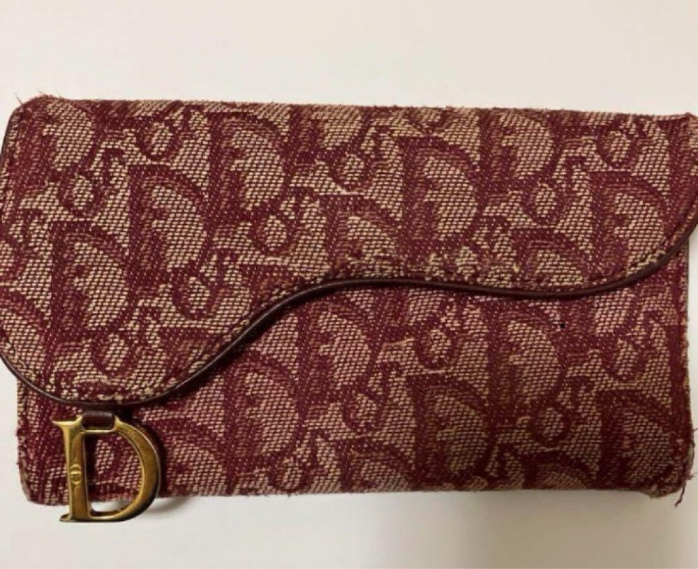 Dior Long Red Canvas Trotter Trifold Wallet
