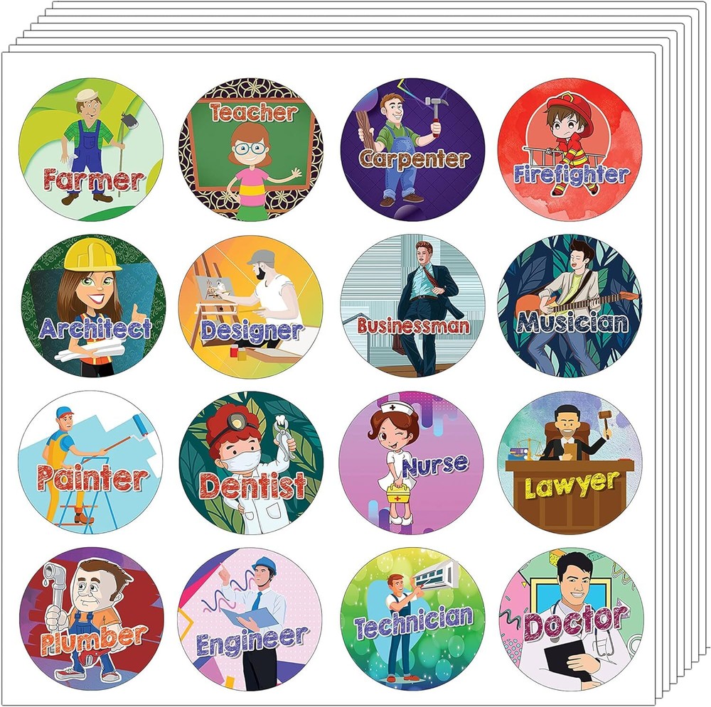 20 Sets of 16 Unique Job-Themed Stickers for Every Profession