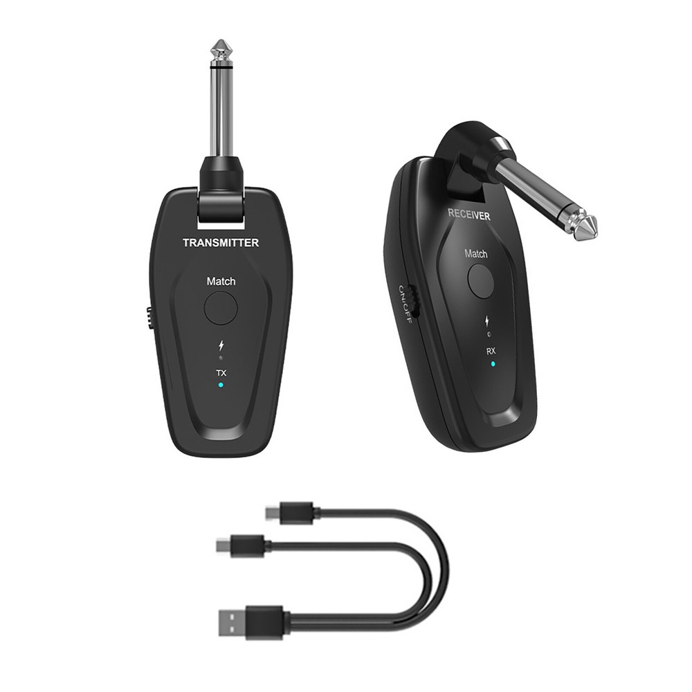 UHF Wireless Guitar System Rechargeable Plastic Transmitter Receiver Accessories