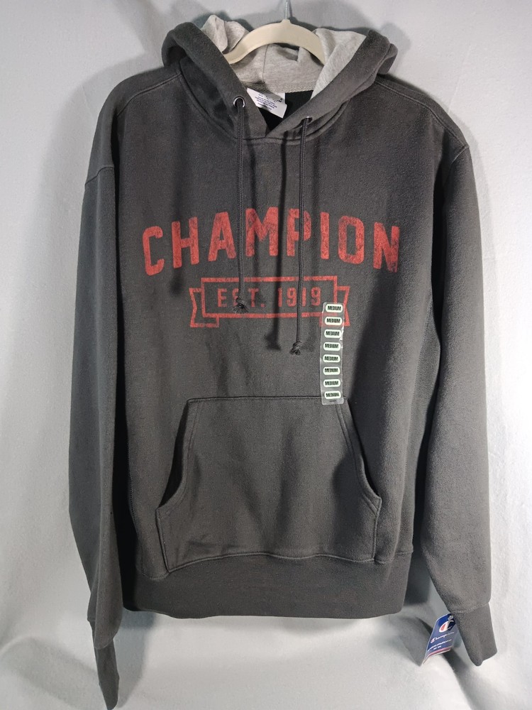Champion Men's Hoodie Sweatshirt Red Spell Out Size Medium Activewear Gym READ