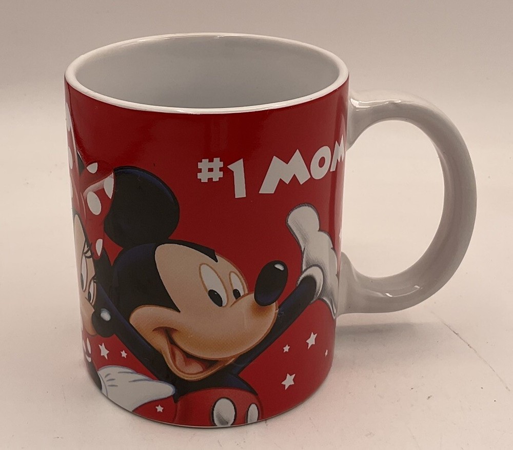 Disney #1 Mom Ceramic 10oz Mother's Day Coffee Mug Mickey Mouse Goofy Donald EUC