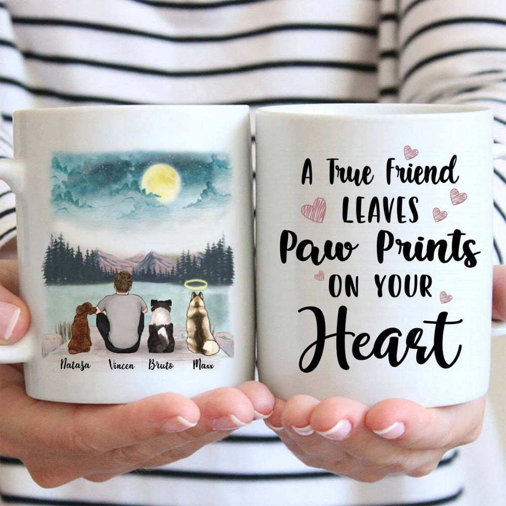 A True Friend Leaves Paw Prints On Your Heart Mug Cup Birthday Gift Personalized