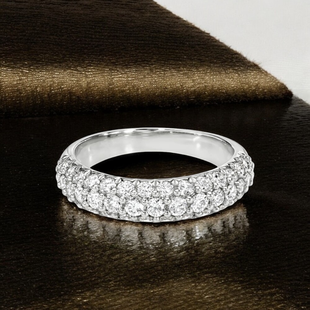 Platinum Band For Engagement Round Cut 2 Carat Lab Created PT950 Diamond E F  VS