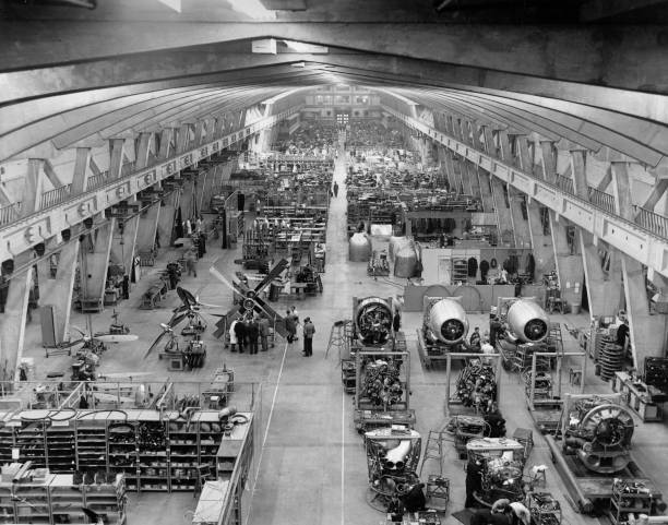 Aircraft Engines Undergoing Repairs At The Component Repair 1950 Old Photo
