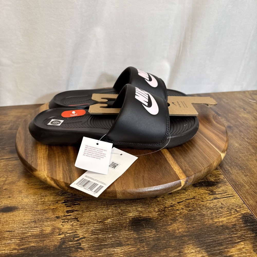 Nike Victori One Slide Womens Sandals Black Light Pink Size 6