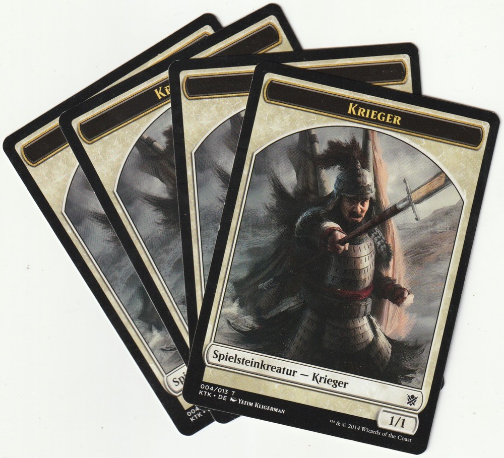 4 MTG Warrior Tokens - White Creature Playset KTK/EN 2014 ✪