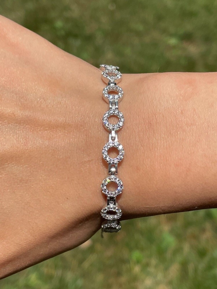 8Ct Round Lab Diamond Tennis Bracelet in 14K White Gold Plated for Women