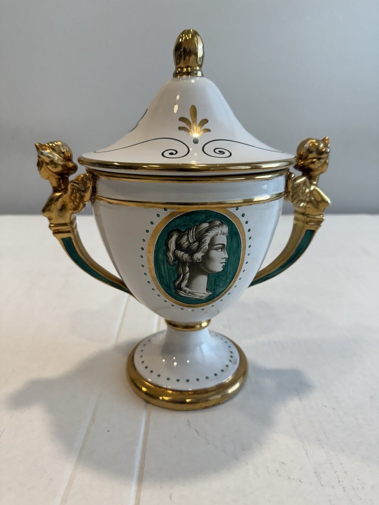 Hollywood Regency Ugo Zaccagnini Mcm Covered Urn Roman Portrait Good!!