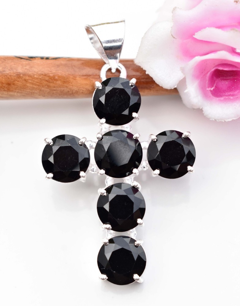 Black Spinel 925 Sterling Silver Gemstone Handmade Gift Women Pendant Size-2.10